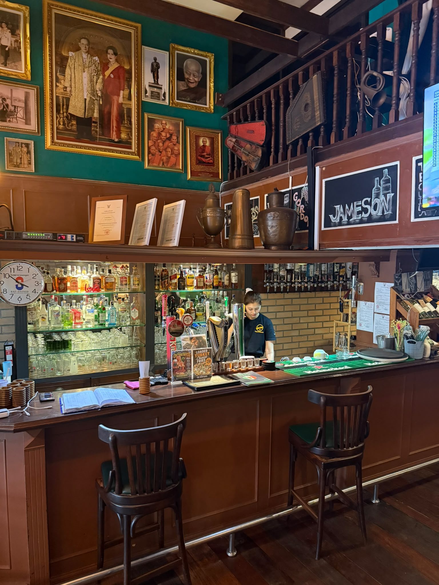 The Irish Clock bar counter