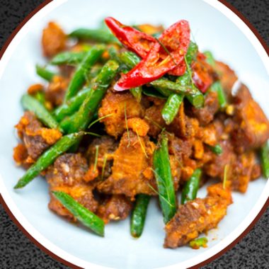 Stir-fried with red curry paste